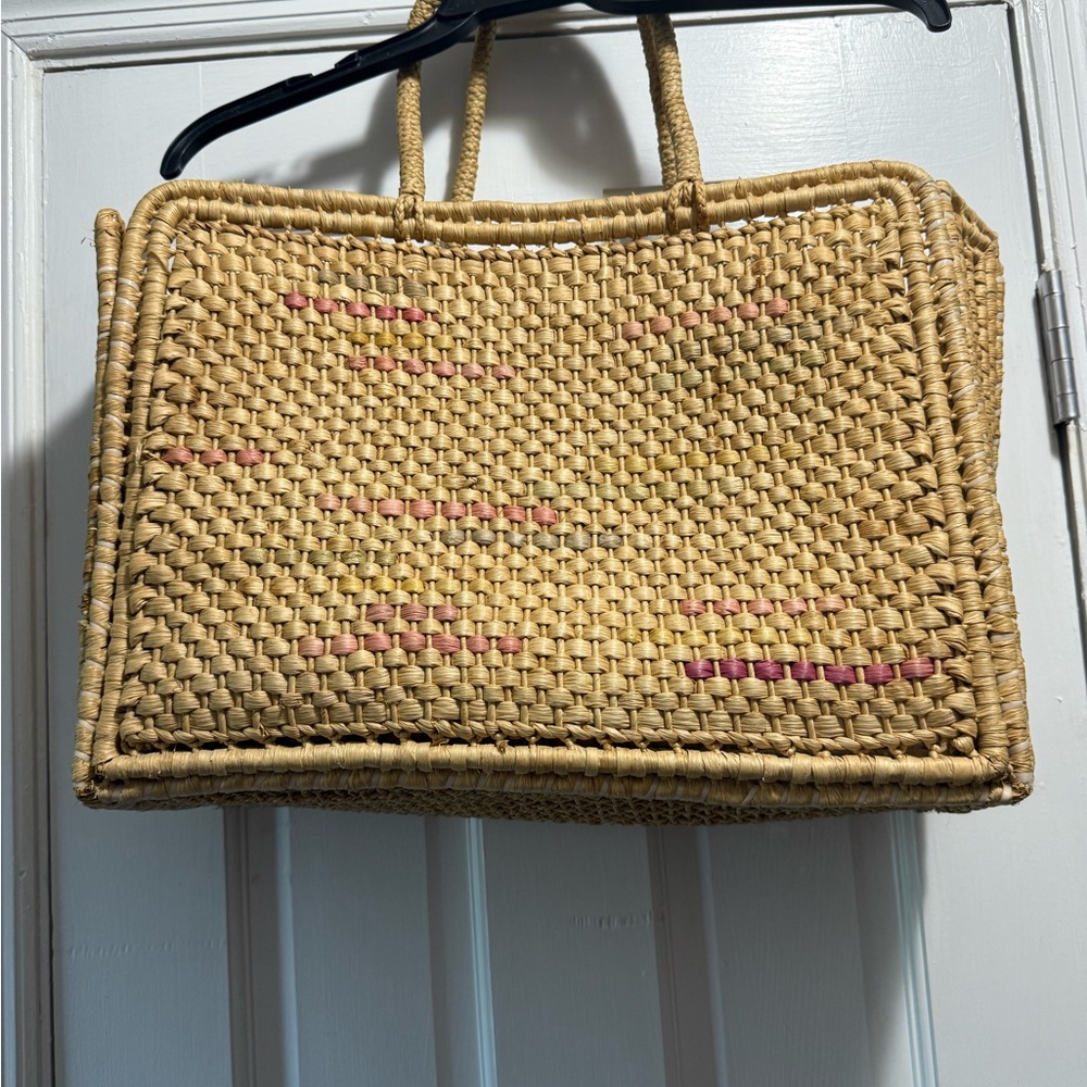 Unk Tan and Pink Woven Tote Bag